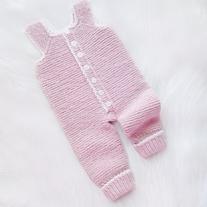 Digital PDF Pattern: Easy Knit Riley Overalls, Dungarees Simple Pattern, Unisex Romper with Video Tutorial by Knitting for Baby