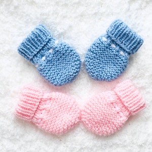 Digital PDF Knit Pattern: Easy Knit Baby mittens, knit baby gloves pattern with step by step video tutorial, Knitting for Baby Knit Pattern