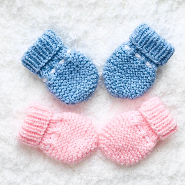 Digital PDF Knit Pattern: Easy Knit Baby mittens, knit baby gloves pattern with step by step video tutorial, Knitting for Baby Knit Pattern