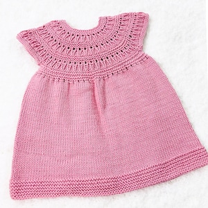 Digital PDF Pattern: Easy Knit Lucy Dress, Baby Frock with Video Tutorial by Knitting for Baby Various Sizes Beginner Friendly