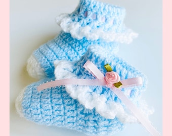 Digital PDF Crochet Pattern: Easy Crochet Baby Booties, Marshmallow Cuff Stitch Baby Shoes or Boots with Video Tutorial by Crochet for Baby