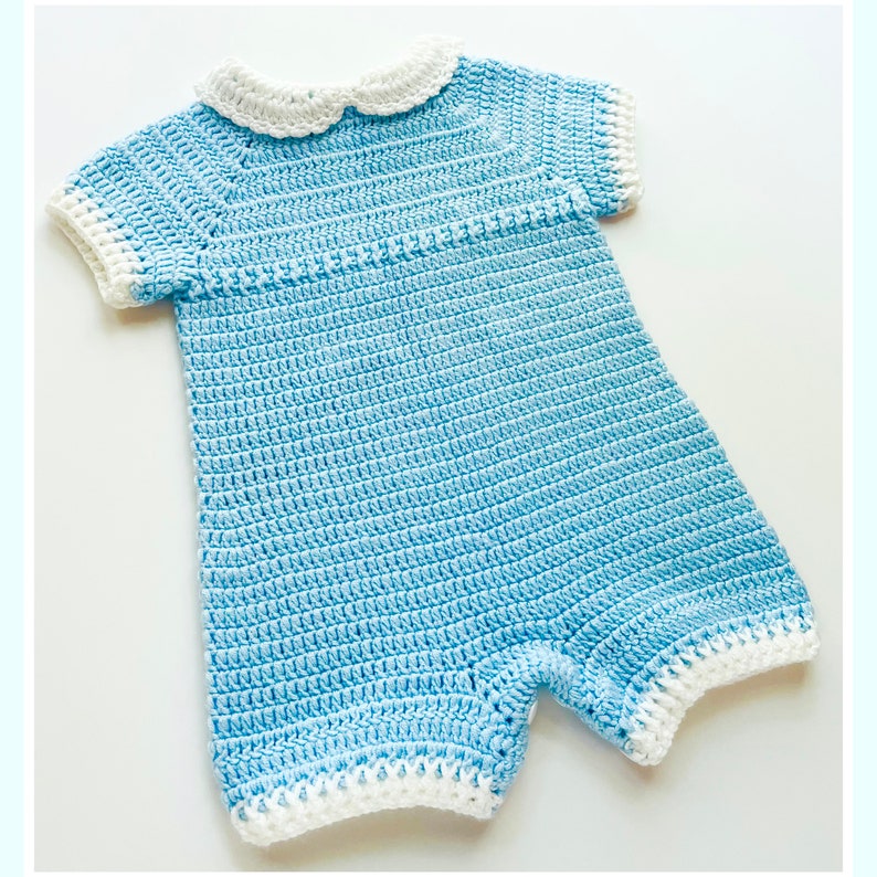 Crochet Knit Boys Romper-Light Blue main image 0