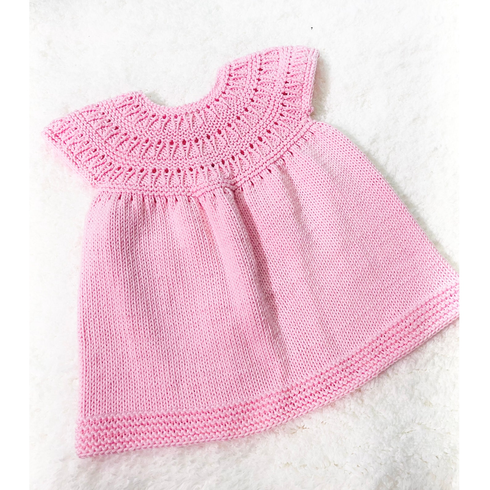 Digital PDF Knit Pattern Easy Knit Baby Dress, Knit Frock With Step by