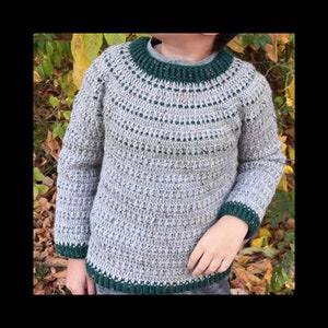 Digital PDF Crochet Pattern: Easy top down crochet sweater or jumper for big kids, boys and girls with video tutorial by Crochet for Baby