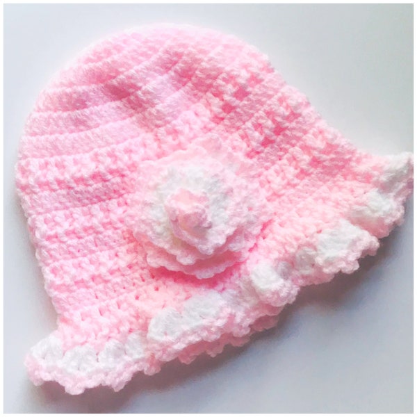 Digital PDF Crochet Pattern: Crochet baby summer sun hat, bucket hat pattern with step by step video tutorial, Crochet for Baby patterns