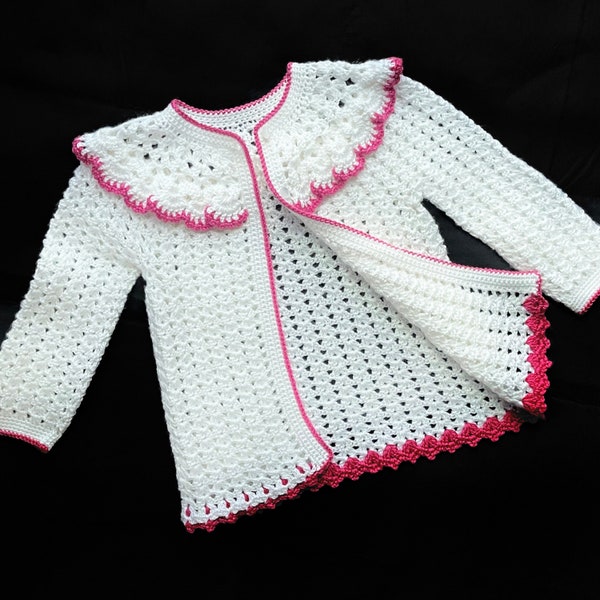 Modèle de crochet PDF numérique : pull, manteau ou veste en crochet pour les filles avec un didacticiel vidéo suivi par Crochet for Baby