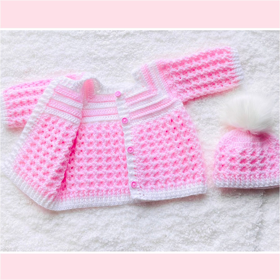 Digital PDF Crochet Pattern Crystal Waves Crochet Baby Cardigan