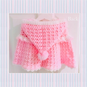 Digital PDF Crochet Pattern: Ari&#39;s Crochet Poncho with Hood, Hooded Cape for Girls in Various Sizes with Video Tutorial by Crochet for Baby