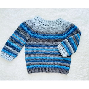 Digital PDF Pattern: Nathan Sweater, Jumper, Top Down Basic Pullover for Boys and Girls with Video Tutorial by Crochet for Baby