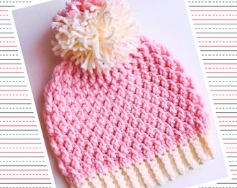 Digital PDF Crochet Pattern: Alpine Stitch Crochet Baby Hat PATTERN 6 to 9M with Follow along video tutorial, Crochet for baby patterns
