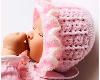 Digital PDF Crochet Pattern: Crochet baby Bonnet or Crochet Baby Cap with follow along video tutorial, Crochet for Baby Patterns