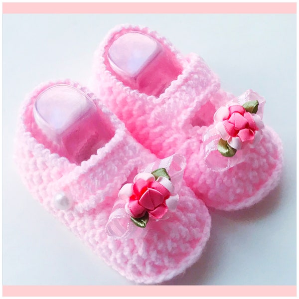 Digital PDF Crochet Pattern: Mary Jane Style Crochet baby Shoes with follow along video tutorial, Crochet for Baby Patterns