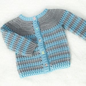 Digital PDF Crochet Pattern: Easy Crochet Cardigan Sweater for boys and girls with follow along video tutorial, Crochet for Baby patterns