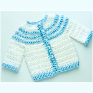 Digital PDF Crochet Pattern: Bean Stitch Crochet Baby Cardigan Sweater pattern with follow along video tutorial by Crochet for Baby