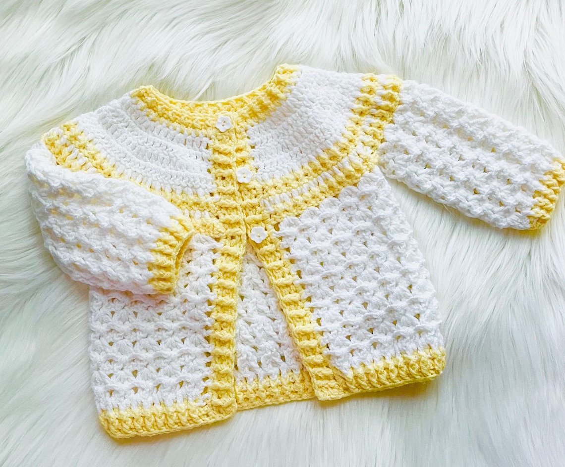 Digital PDF Crochet Pattern: Easy Crochet Ellie Cardigan Sweater, Baby ...