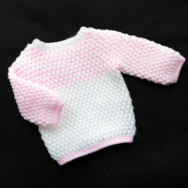 Digital PDF Crochet Pattern: Easy Bean Stitch Crochet Baby Sweater for boys and girls with follow along video tutorial, Crochet for Baby