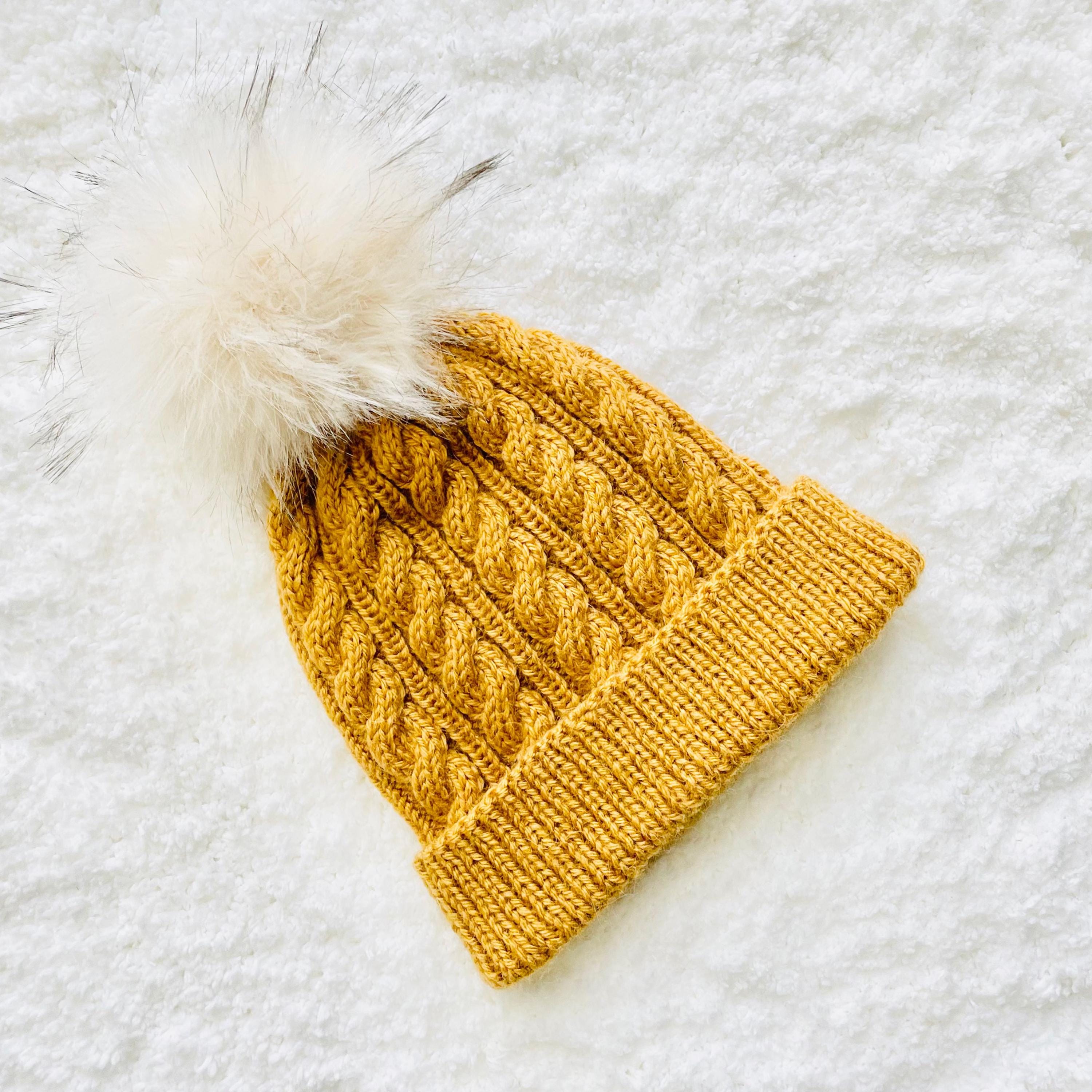 Digital PDF Knit Pattern: Easy Knit Cable Beanie Hat or