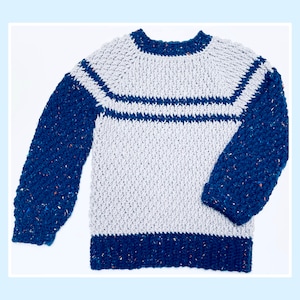 デジタル PDF かぎ針編みパターン: 男の子と女の子向けのアルパイン ステッチかぎ針編みセーターのパターンと、Crochet for Baby によるビデオ チュートリアル