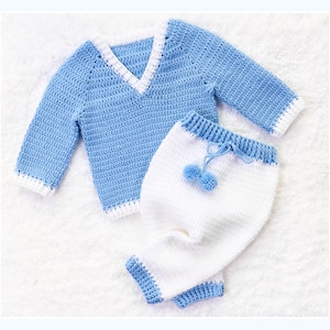 Digital PDF Crochet Pattern: Crochet Baby V Neck Pullover Sweater and ...