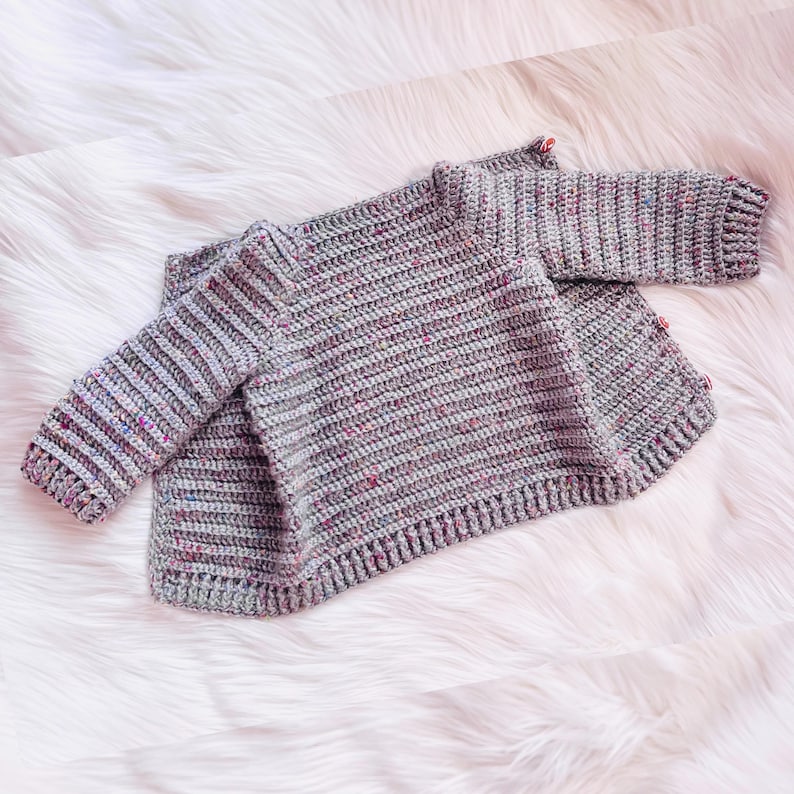 Digital PDF Pattern: Easy Crochet Cardigan Sweater for Toddlers, Boys, Girls with Video Tutorial by Crochet for Baby The Grayson Sweater image 3