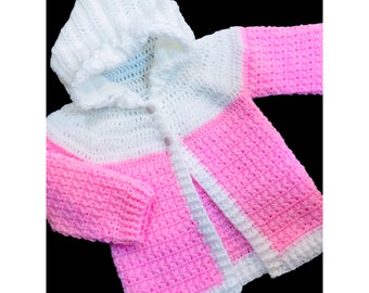 Patrón de Ganchillo Digital PDF: Patrón de cardigan, sudadera, abrigo o chaqueta para bebé a crochet en varias tallas con video tutorial de Crochet for Baby