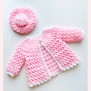 Digital PDF Crochet Pattern: Crochet Baby Jacket With Matching Hat Set ...