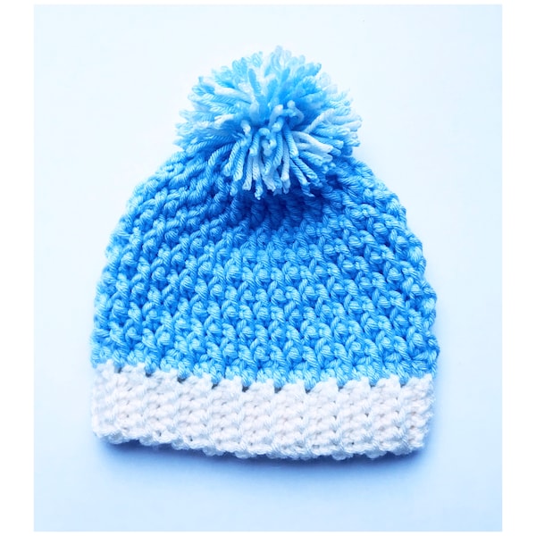 Digital PDF Crochet Pattern: Alpine Stitch Crochet Baby Hat PATTERN 0 to 3M with Follow along video tutorial, Crochet for baby patterns