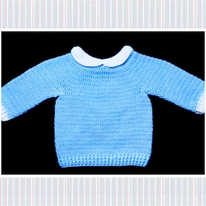 Digitale PDF Häkelanleitung: Gehäkelter Pullover Pullover, Jersey oder Pullover mit Kragen für Jungen und Mädchen mit Video-Anleitung, Crochet for Baby