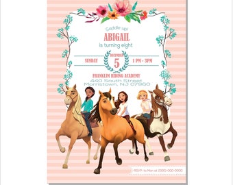 horse Invitation,horse Birthday, horse Party Supplies, pink DIGITAL