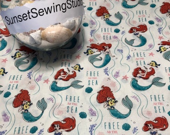 Little Mermaid Ariel, 1/2 Yard (18”x42”), Disney Themed, Cotton