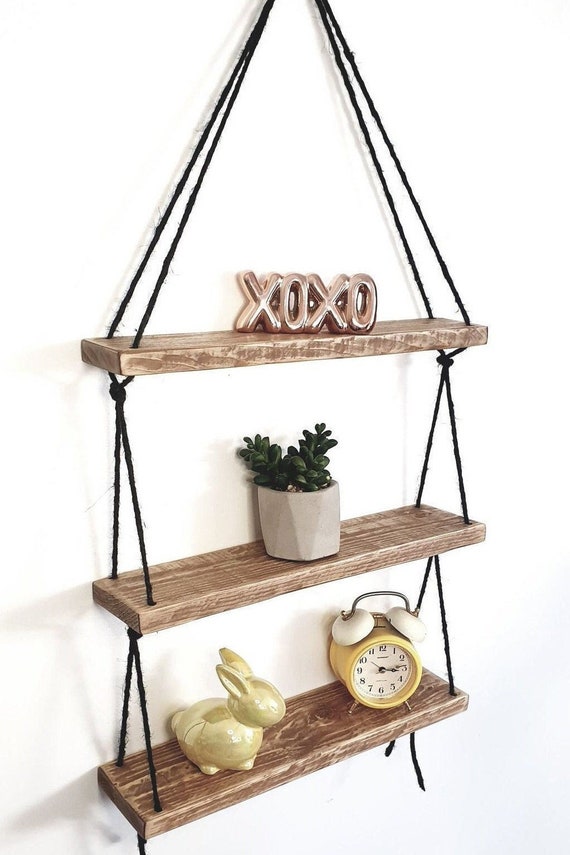 ZWART TOUW 2 Tier Vintage hangende plank - Etsy Nederland