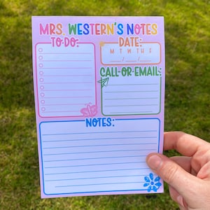 Teacher Back to School Gift Personalized Teacher Daily Notepad Teacher Gift Custom Stationery Task Notepad