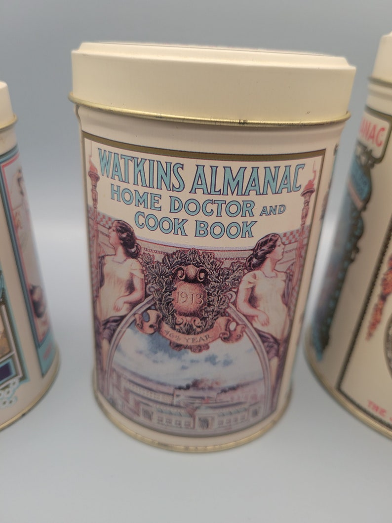 Ensemble de 3 boîtes de conserve gigognes Watkins, 125e anniversaire, vintage image 7