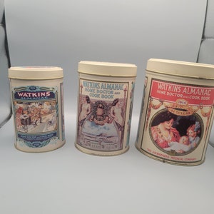 Ensemble de 3 boîtes de conserve gigognes Watkins, 125e anniversaire, vintage image 3
