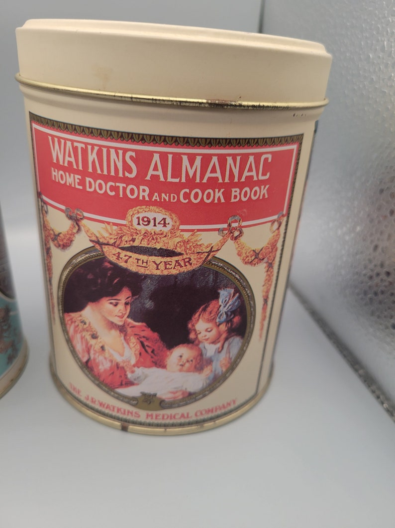 Ensemble de 3 boîtes de conserve gigognes Watkins, 125e anniversaire, vintage image 8