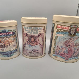 Ensemble de 3 boîtes de conserve gigognes Watkins, 125e anniversaire, vintage image 1