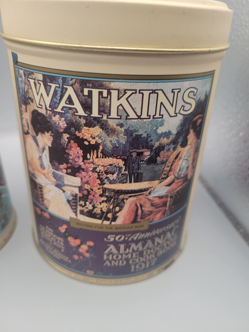 Ensemble de 3 boîtes de conserve gigognes Watkins, 125e anniversaire, vintage image 5