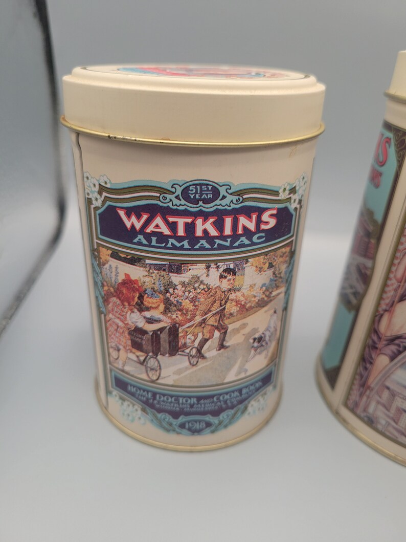 Ensemble de 3 boîtes de conserve gigognes Watkins, 125e anniversaire, vintage image 6