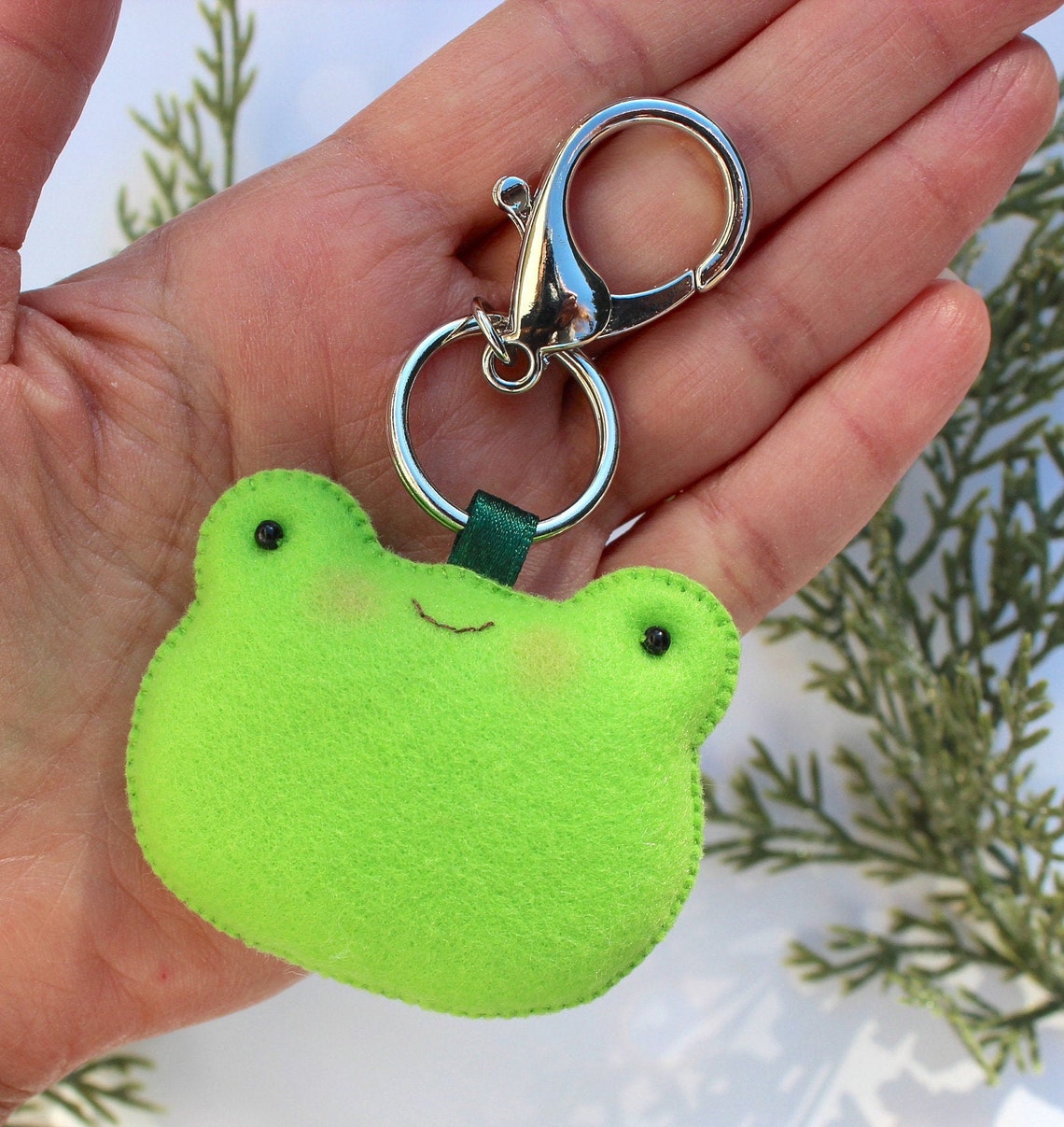 Frog felt frog handmade frog frog keychain Etsy