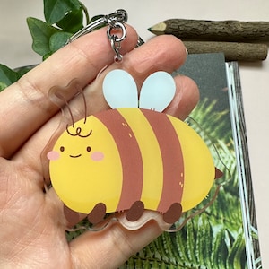 Bee acrylic keychain, cute keychain, double sided keychain