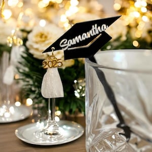Custom Graduation Drink Stirrer with Tassel or 2025 Charm – 3D Acrylic Stir Stick for Graduation Party, Class of 2025 Decor