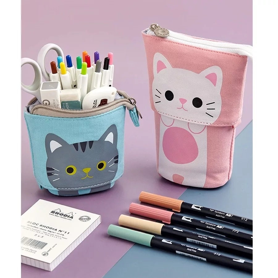 Flexible Cat Pencil Case Fabric Cute Box Bags Gift School Stationery Supplies Flexible Cat Pencil Case Fabric Cute Box Bags Gift School Stationery Supplies
