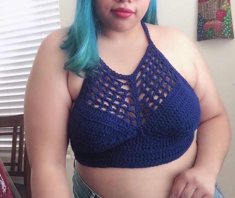 Handmade navy blue crop top