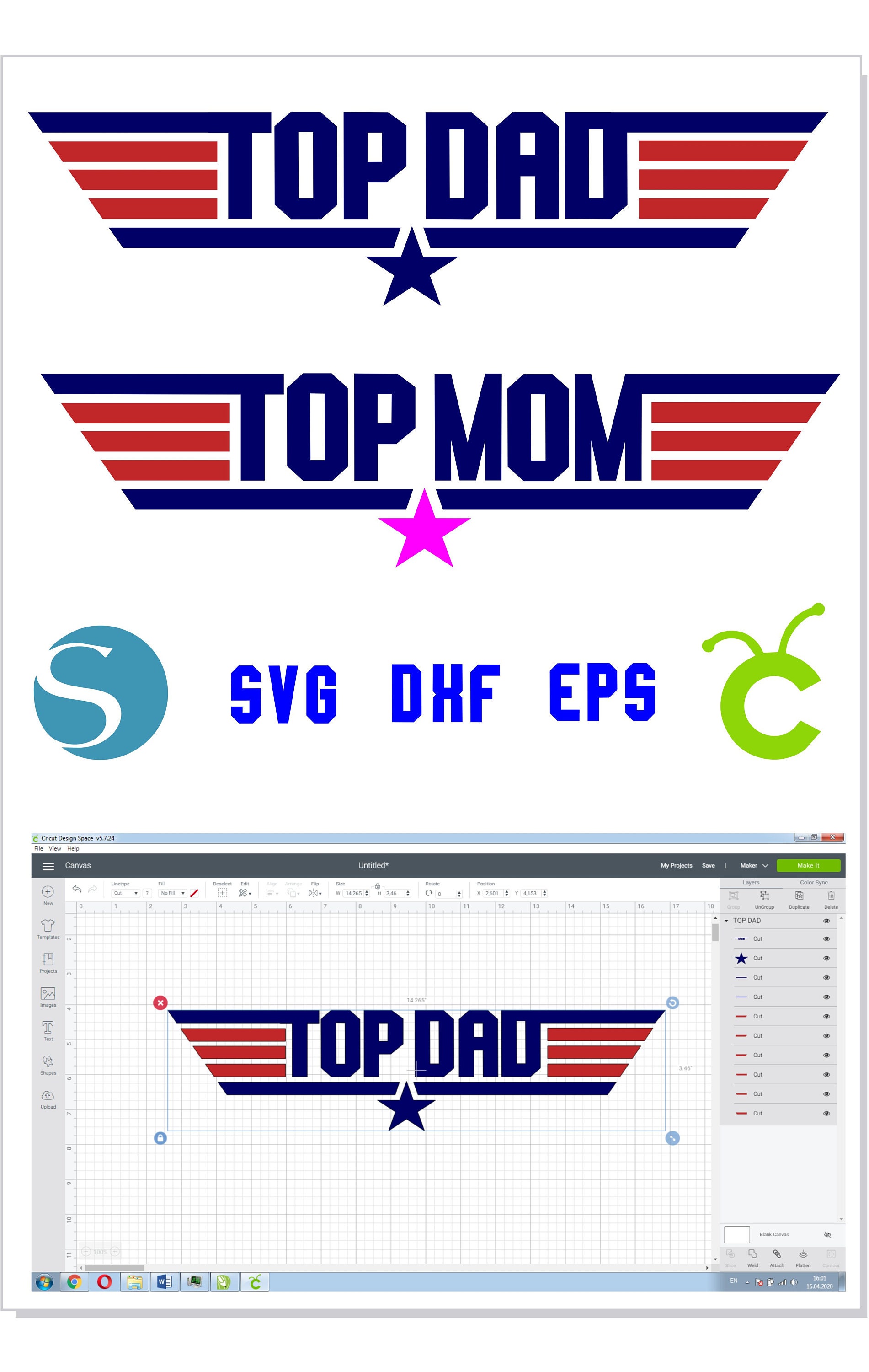 Top Gun TOP Dad svg and Top Gun TOP Mom svg Emblem logo vector Etsy