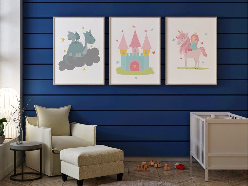 Princess Nursery Decor Fairytale Nursery Wall Art Set Girls Etsy