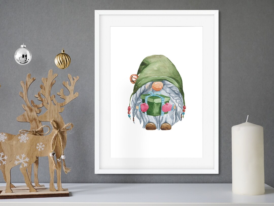 Holiday Gnome Art Print Nordic Christmas Printable - Etsy