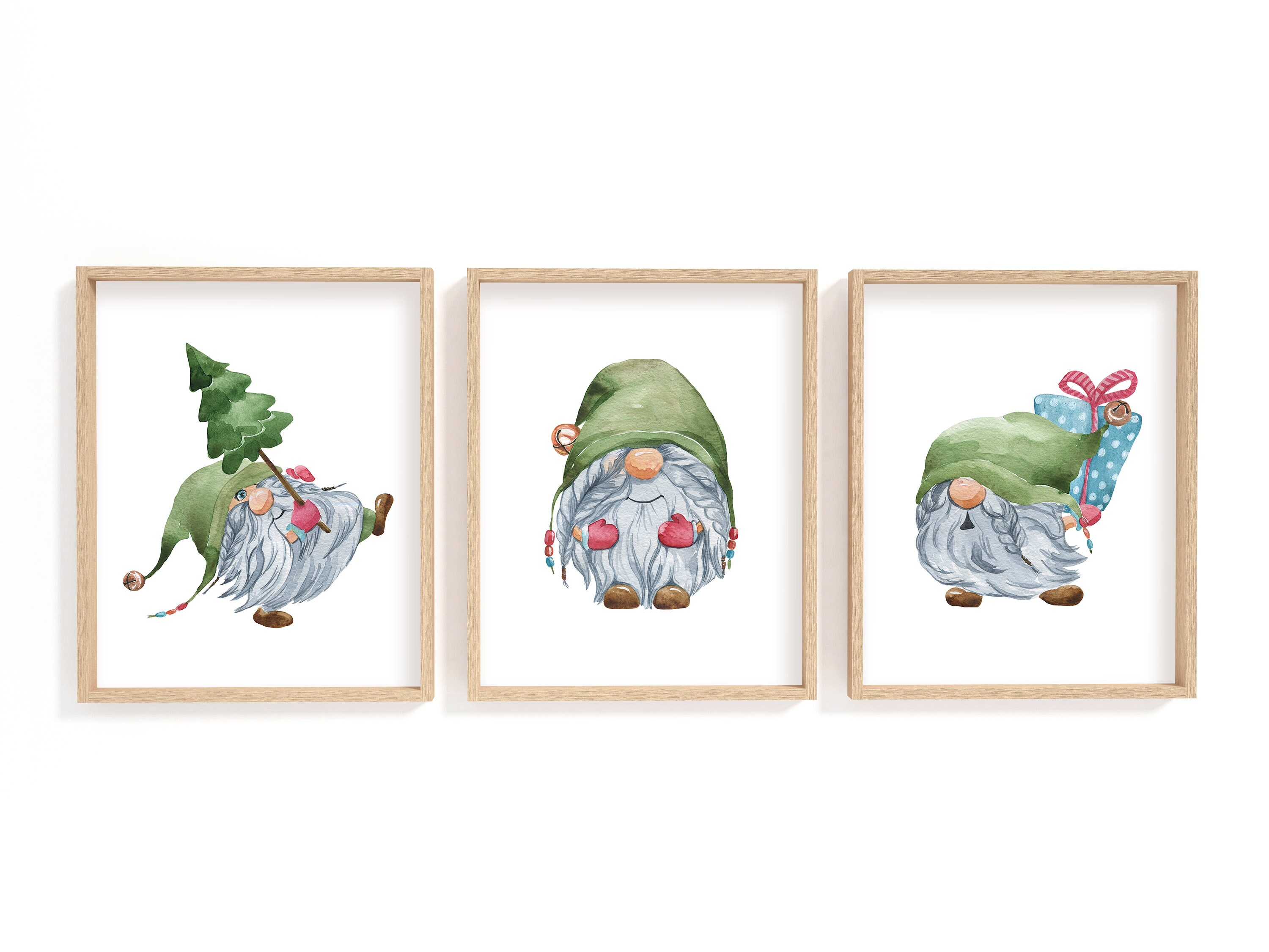 Christmas Gnomes Wall Artset of 3 Nordic Christmas Etsy UK