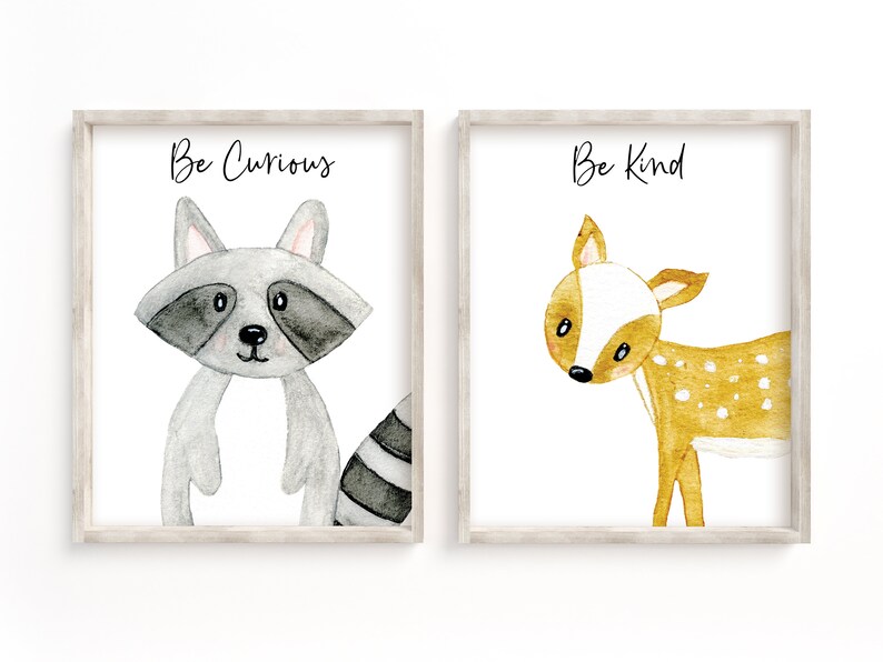 Woodland Animal Nursery Art Print Set Forest Animal Etsy