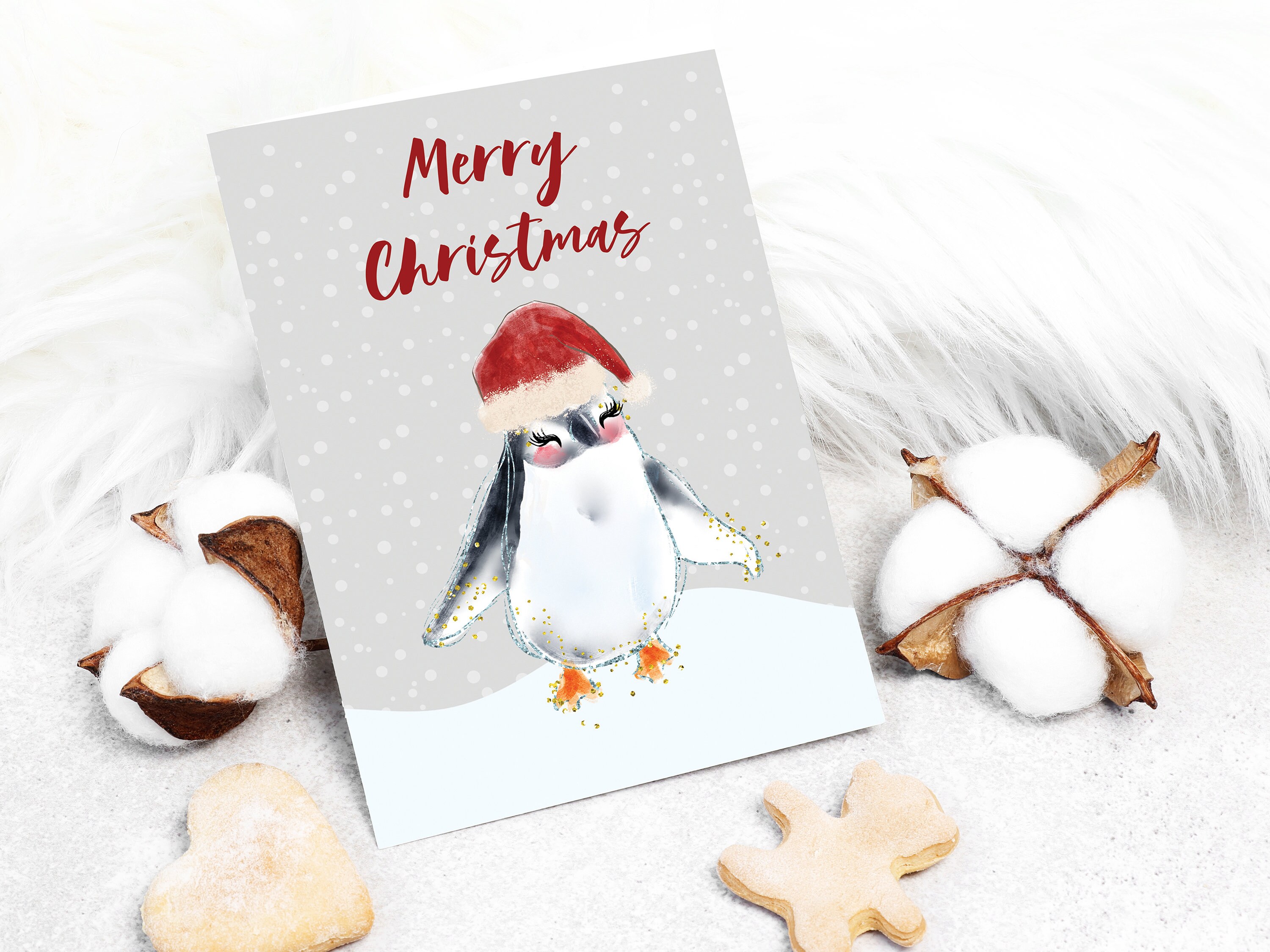 Printable Seal Christmas Card Holiday Animal Card Instant Etsy