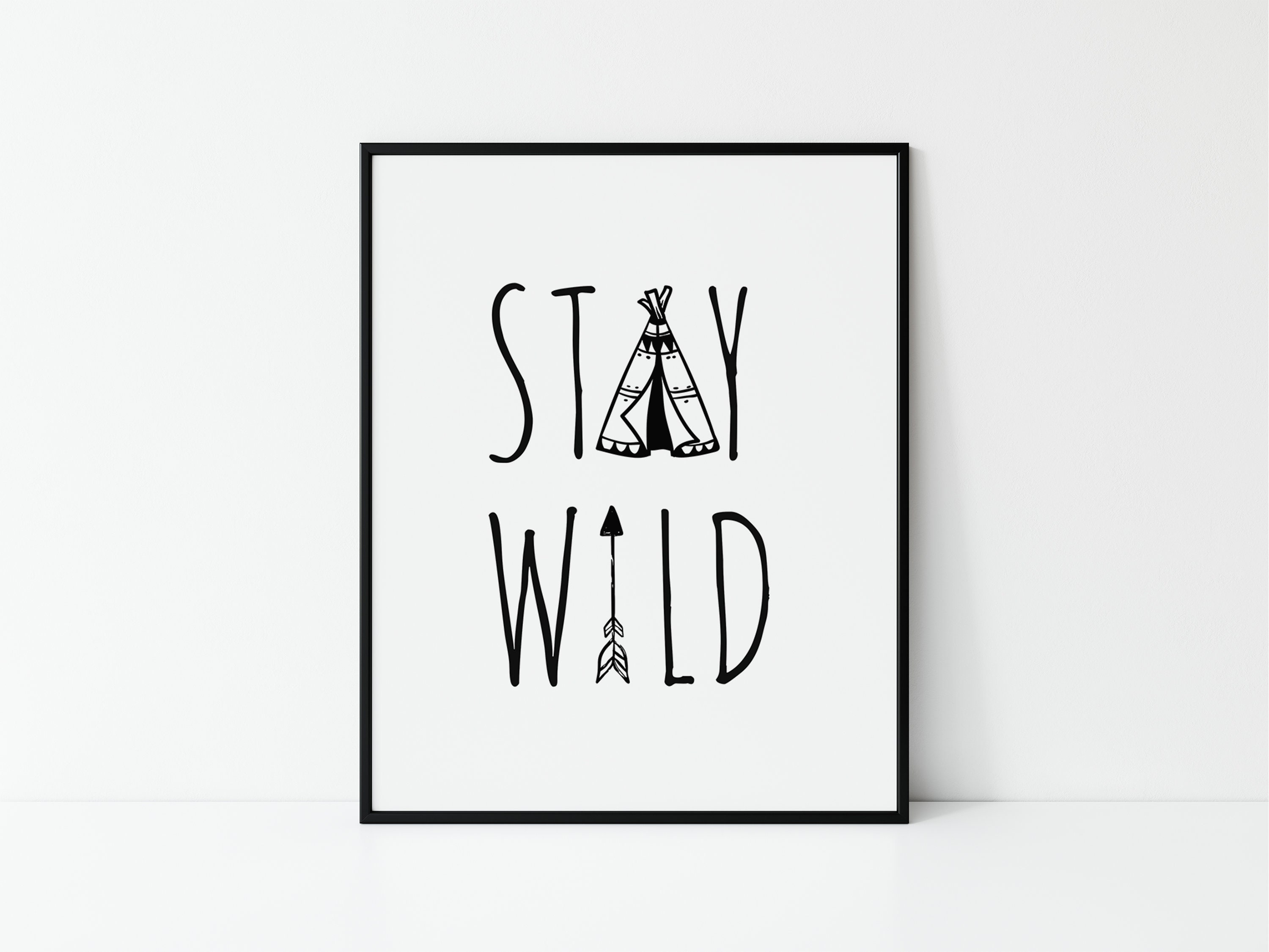 Stay Wild Wall Art Black White Decor Kids Poster Print Etsy